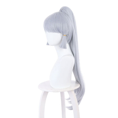 Game Genshin Impact Kamisato Ayaka Light Gray Blue Ponytail Cosplay Wigs