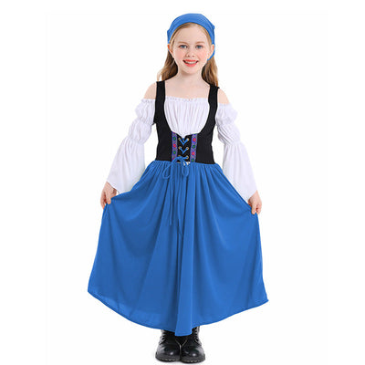 Medieval Farm Munich Beer Festival Kids Long Dress Cosplay Costumes