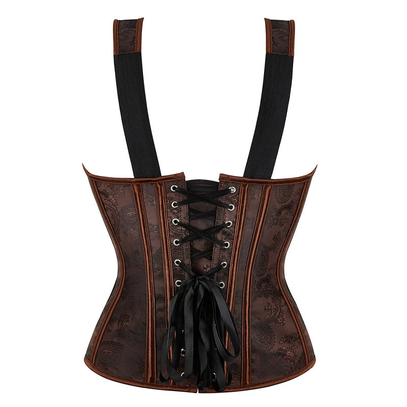European-style Court-print Shoulder Strap Slimming and Shaping Bodysuit Cosplay Costumes