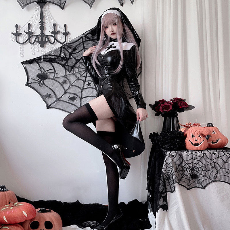 European Halloween Dark Gothic Style Vampire Nun Cosplay Costumes
