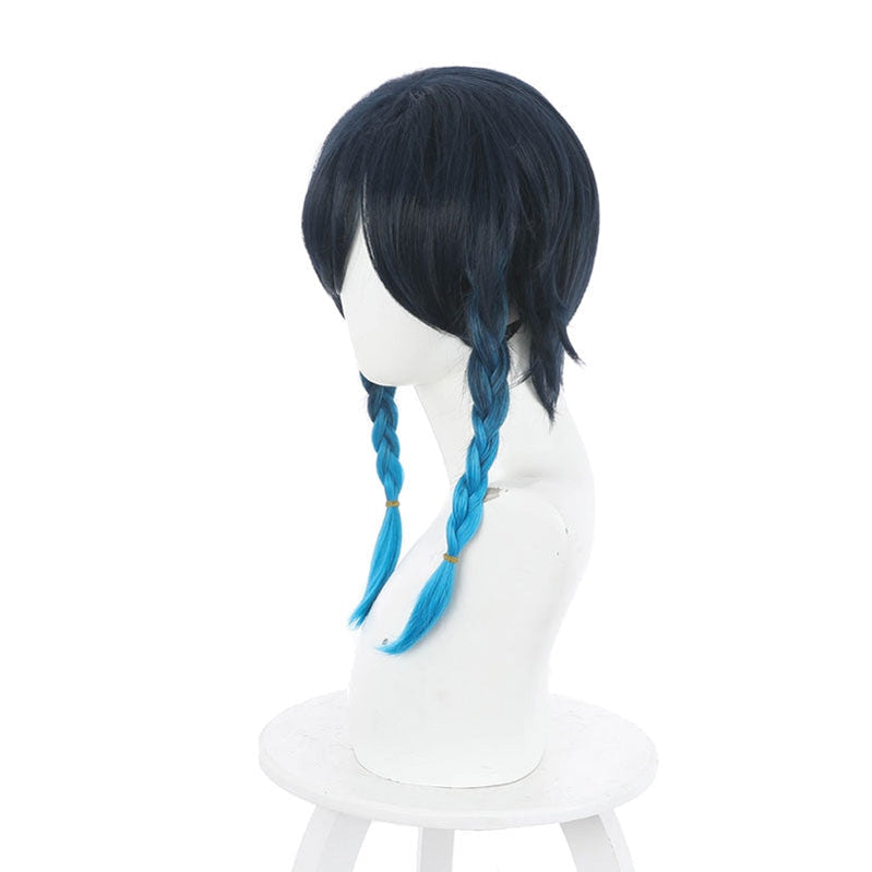 Game Genshin Impact Venti Gradient Blue Braided Cosplay Wig