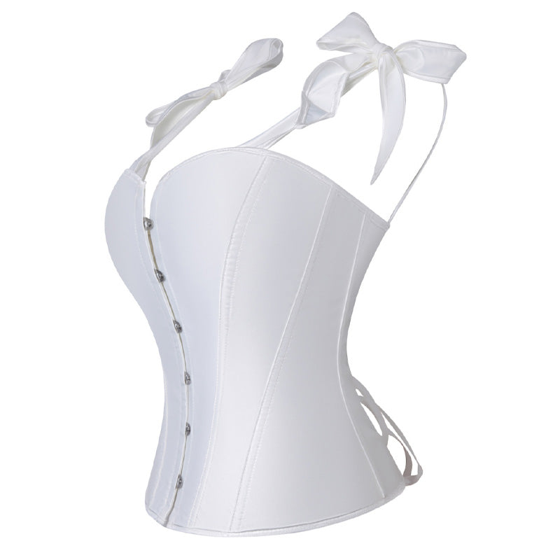 Retro French Satin Solid Color Double-Shoulder Strapless Corset Cosplay Costumes