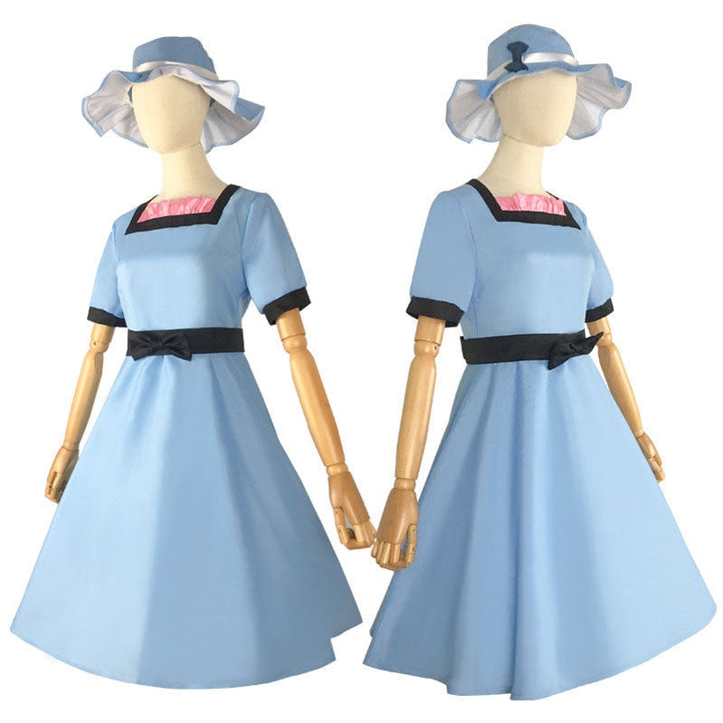 Anime Steins;Gate Shiina Mayuri Blue Dress Cosplay Costume with Hat