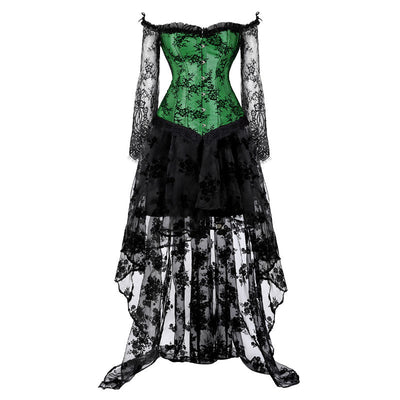 Corset Dress Top for Women with Sleeves off the shoulder Bustier Lace Floral Costumes Bridal Wedding