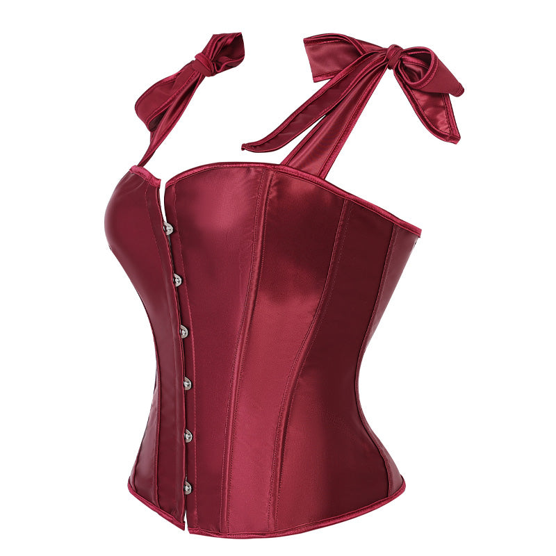 Retro French Satin Solid Color Double-Shoulder Strapless Corset Cosplay Costumes