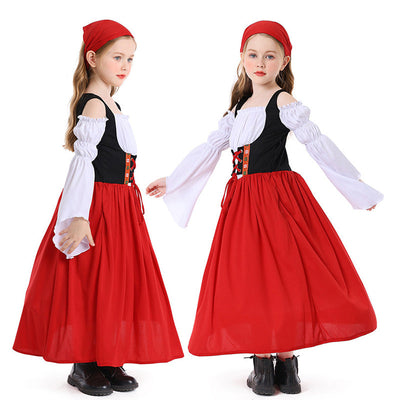 Medieval Farm Munich Beer Festival Kids Long Dress Cosplay Costumes