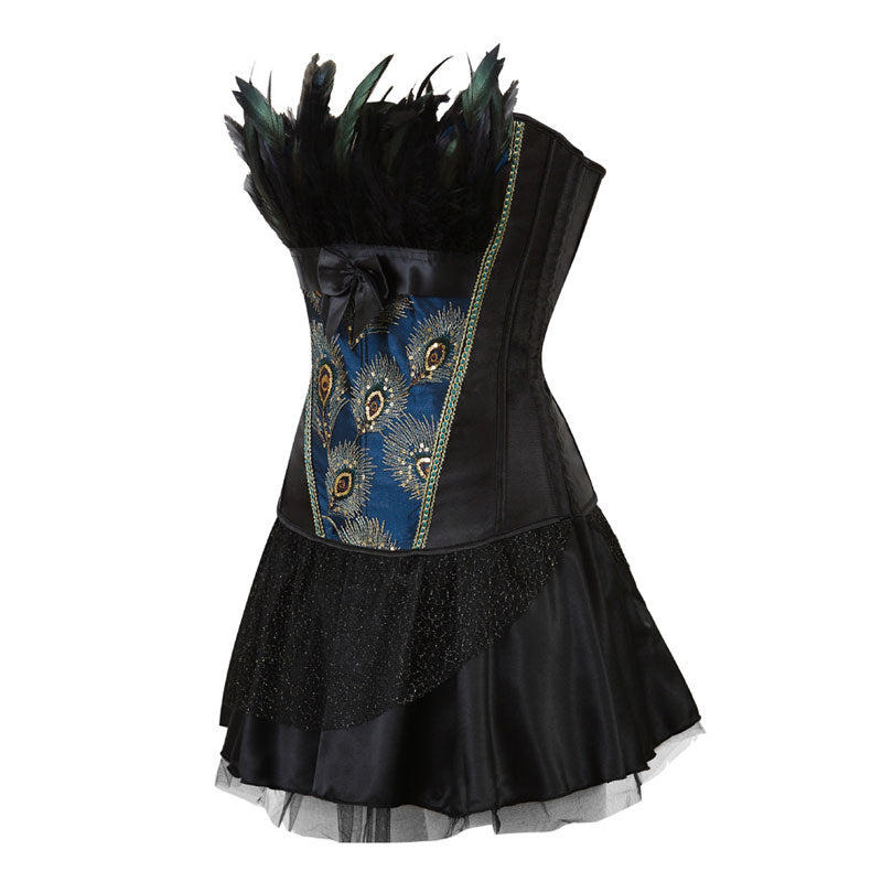 Women's Corset Women's Peacock Feathers Court Shapewear Vintage Gothic Carnival Cosplay Peacock Costume