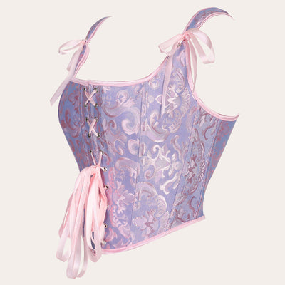 Medieval Retro Style Strappy Bodice with Mermaid Jacquard Ties Cosplay Costumes