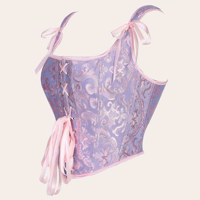 Medieval Retro Style Strappy Bodice with Mermaid Jacquard Ties Cosplay Costumes