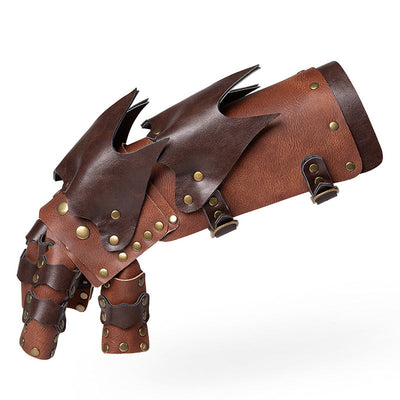 Steampunk PU Leather Color Block Arm Gloves Cosplay Props