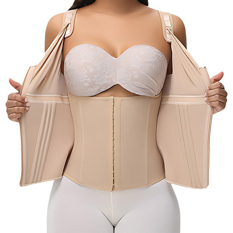 European Retro Sports Zipper Double-layer Tummy Control Vest Shapewear Cosplay Costumes