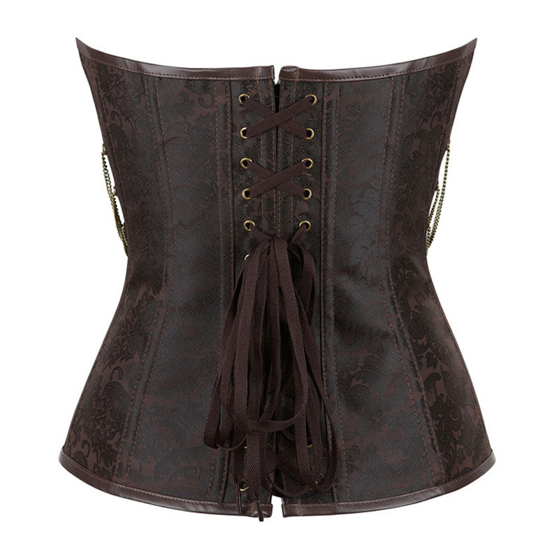 Women's Steampunk Vintage Steel Boned Underbust Corset 12 Spiral Steel Boned Front Clasp Closure Lace-up Back