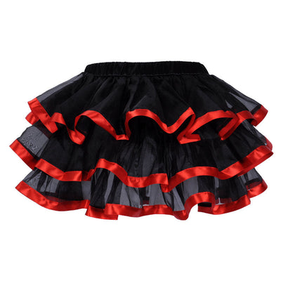 Womens 3-Layered Pleated Tulle Petticoat Tutu Puffy Party Cosplay Skirt