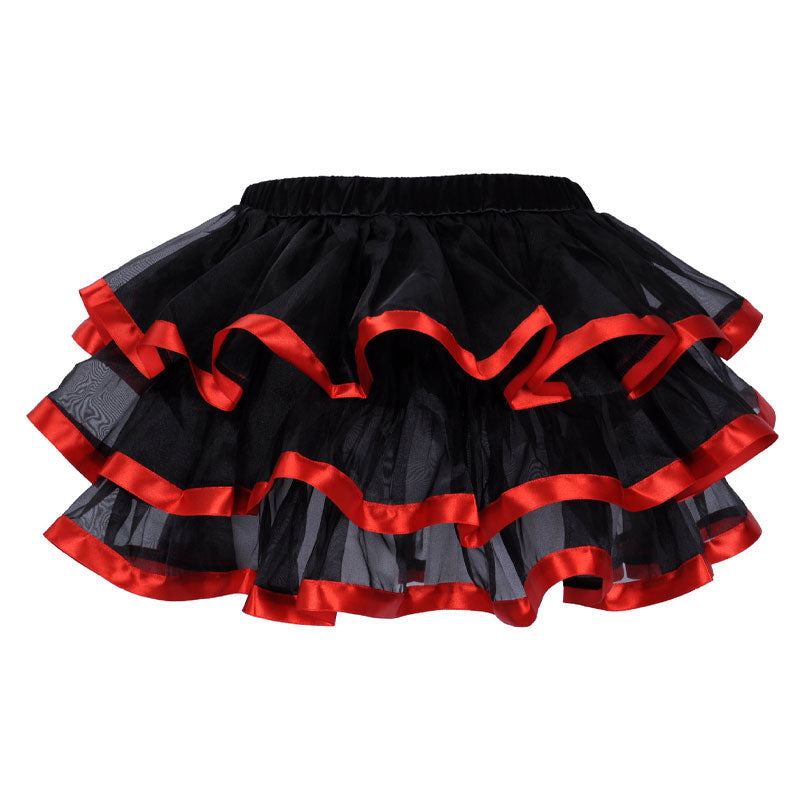 Womens 3-Layered Pleated Tulle Petticoat Tutu Puffy Party Cosplay Skirt