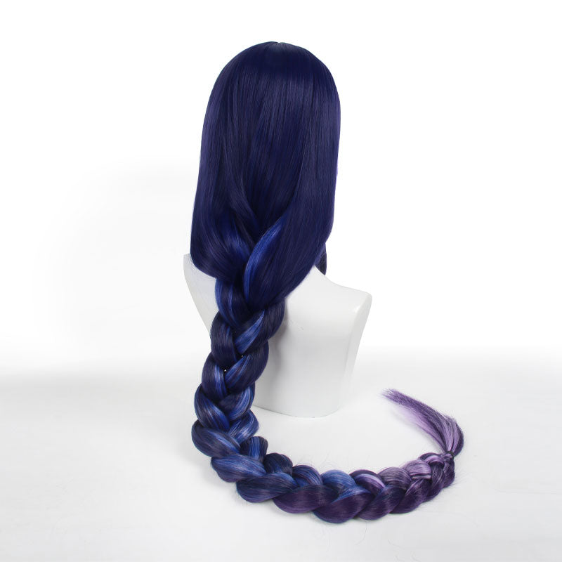 Game Genshin Impact Raiden Shogun Twist Braid Blue Gradient Purple Cosplay Wigs