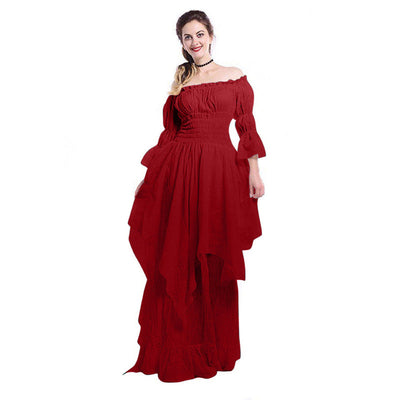 European Retro Gothic Style Lace Bell Sleeve Dress Cosplay Costumes