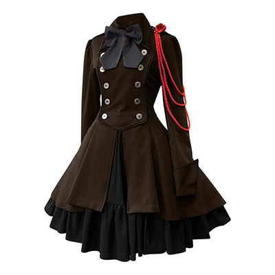 Steampunk Medieval Retro Renaissance Gothic Ruffle Dress Cosplay Costumes