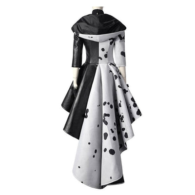 Movie Cruella De Vil Dalmatian Black White Halloween Cosplay Costumes
