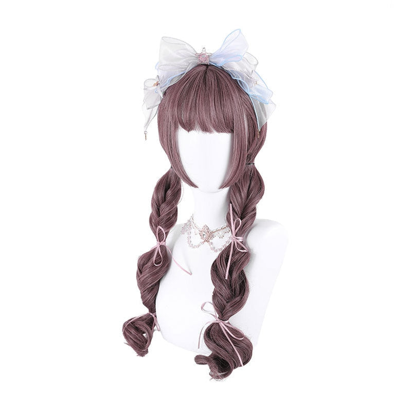 Women Fashion Long Red Wavy Sweet Bangs Lolita Wigs
