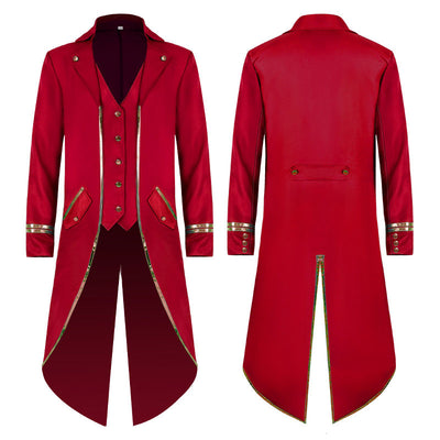 European Style New Tuxedo Medieval Retro Punk Gold Edge Coat Halloween Costumes