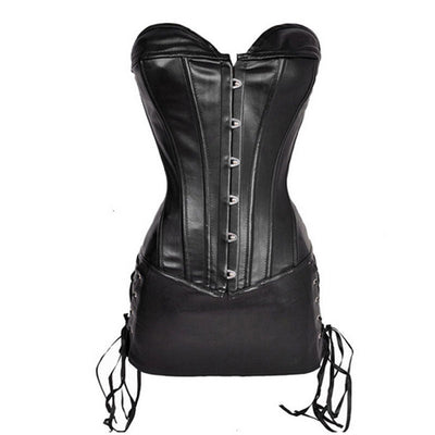 Gothic Plus Size Faux Leather Corset Skirt