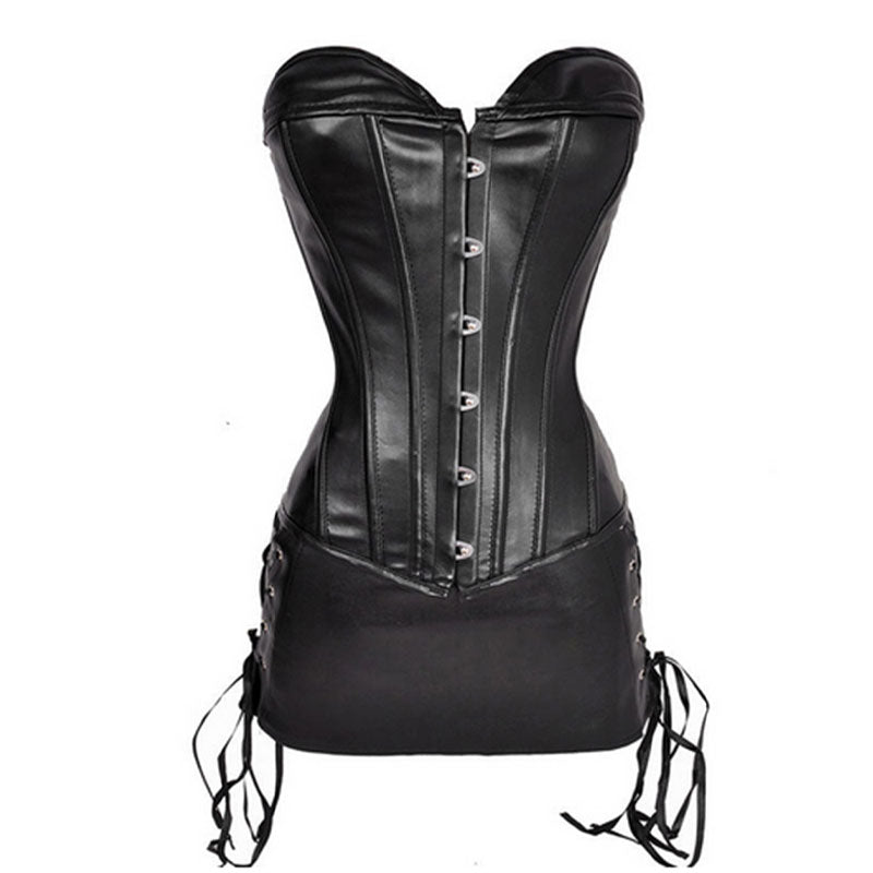 Gothic Plus Size Faux Leather Corset Skirt