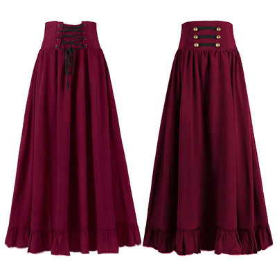 European Medieval Retro Gothic Lace Waist Lace Skirt Halloween Cosplay Costumes