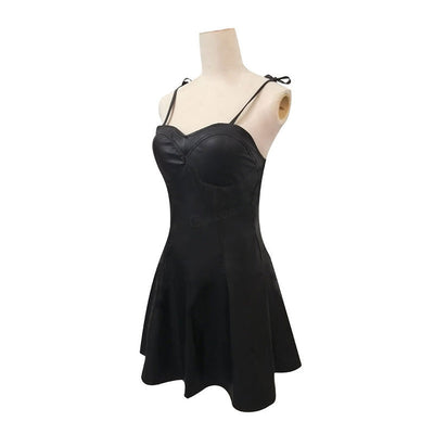 Anime Future Diary Yuno Gasai Black Leahter Dress Cosplay Costume