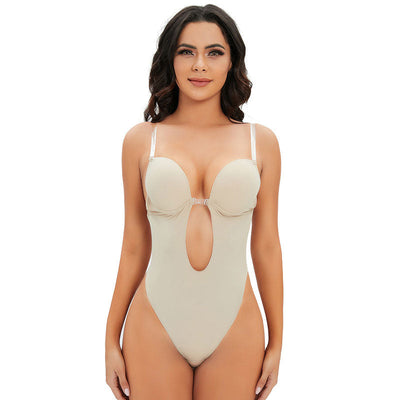 Backless Shapewear Tummy Control Low Back Plunge Shapewear Bodysuit Slimming Built-In Bra Full Body shaper Woman