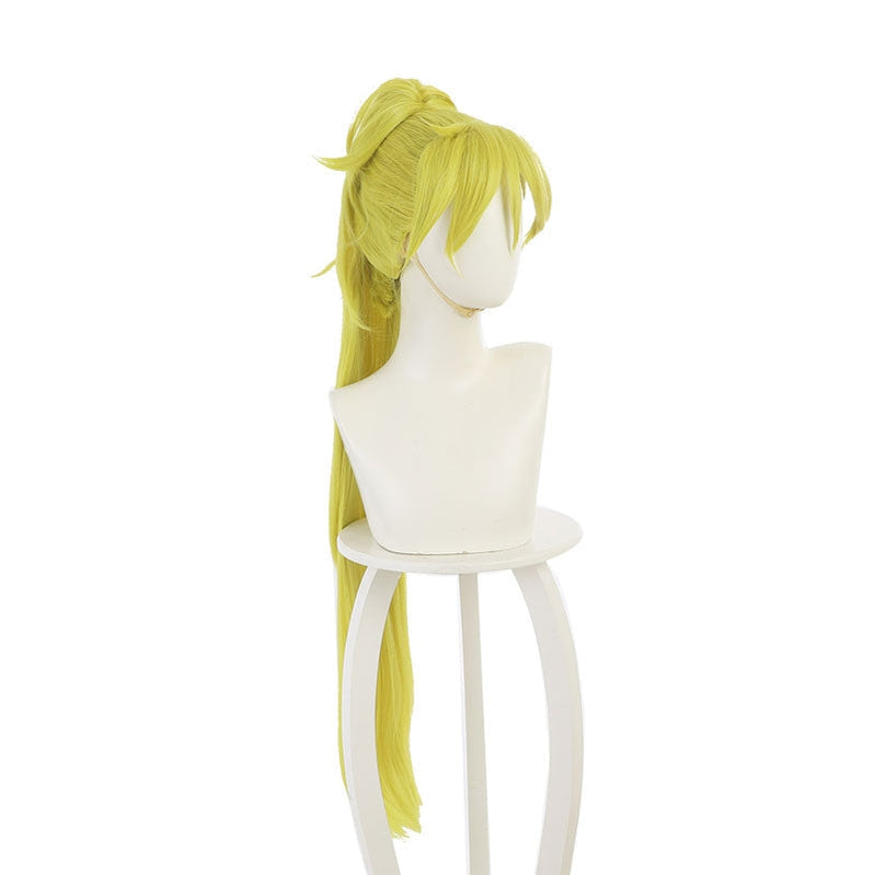 Anime Heion Sedai no Idaten-tachi Rin Bright Green Yellow Ponytail Cosplay Wigs