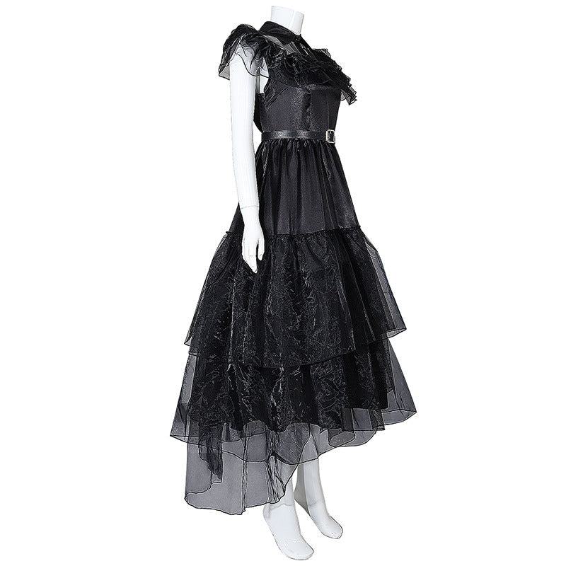Wednesday The Addams Family  Wednesday Black Raval Ball Dress Cosplay Costumes