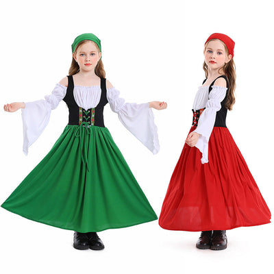 Medieval Farm Munich Beer Festival Kids Long Dress Cosplay Costumes