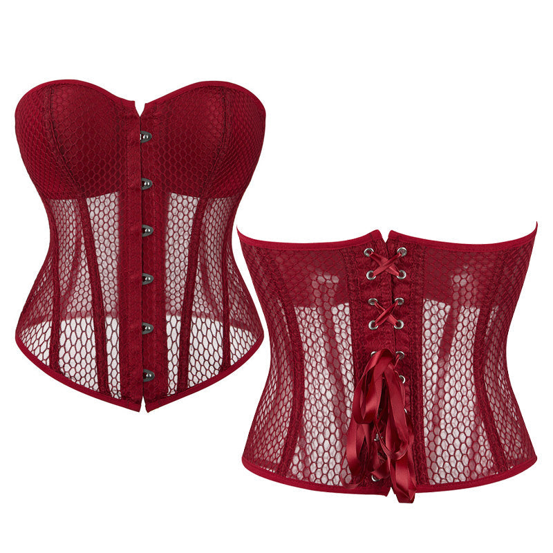 Retro Court Style Breathable Mesh Bra with Herringbone Fit Cosplay Costumes