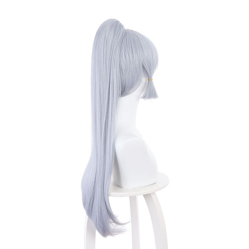 Game Genshin Impact Kamisato Ayaka Light Gray Blue Ponytail Cosplay Wigs
