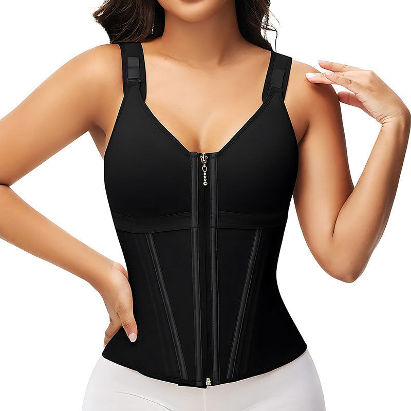 Waist Trainer Corset for Women High-elastic Mesh Waist Seal 15 Bone Vest Belly Belt Zipper Shapewear