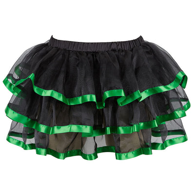 Womens 3-Layered Pleated Tulle Petticoat Tutu Puffy Party Cosplay Skirt