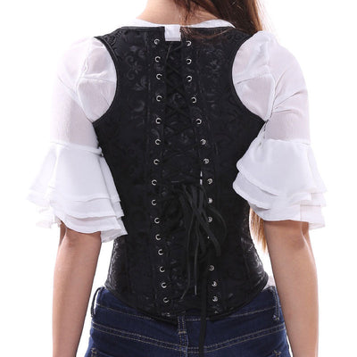 Corset Tops for Women Adjustable Floral Renaissance Underbust Corset Lace Up Pirate Bodice