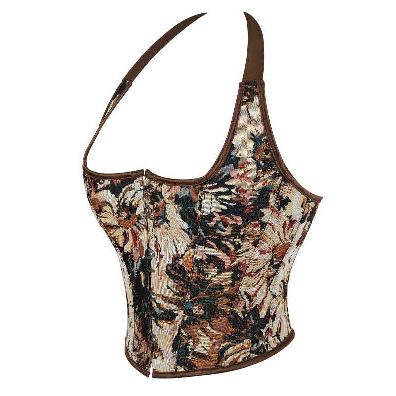 European Retro Oil Painting Style Halter Neck Corset Top Cosplay Costumes