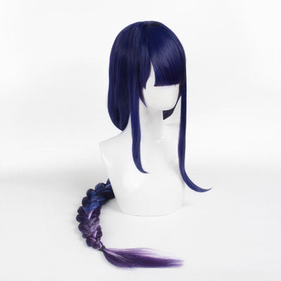 Game Genshin Impact Raiden Shogun Twist Braid Blue Gradient Purple Cosplay Wigs