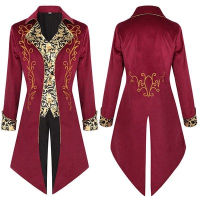 Mens Steampunk Vintage Tailcoat Jacket Gothic Victorian Frock Cosplay Costumes