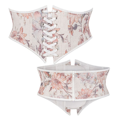 Corset Belt for Women Floral Lace Up Boned Underbust Corset Waist Belts