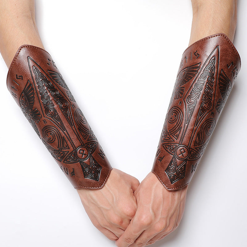 Steampunk Retro Embossed Knight Wristbands Cosplay Props