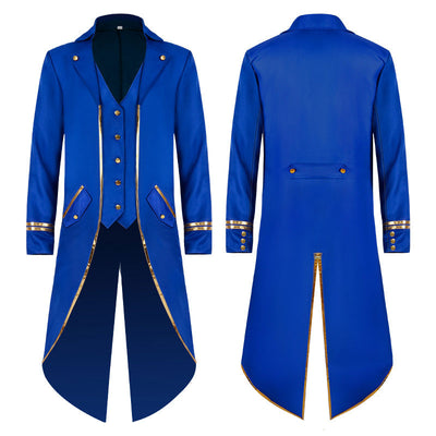 European Style New Tuxedo Medieval Retro Punk Gold Edge Coat Halloween Costumes