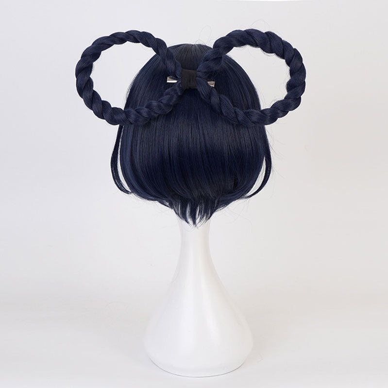 Game Genshin Impact Xiangling Navy Blue Cosplay Wigs