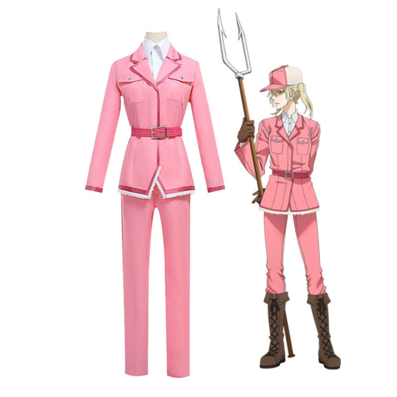 Anime Cells at Work Eosinophil Pink Uniform Cosplay Costume with Hat