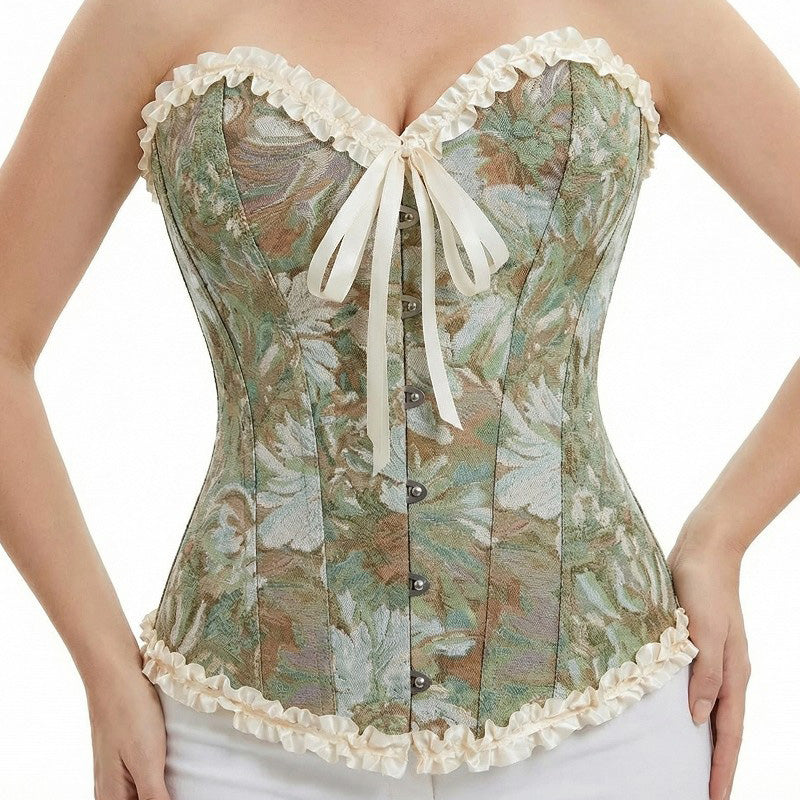 Retro Courtly Oil Painting Style Pleated Lace Corset Cosplay Costumes
