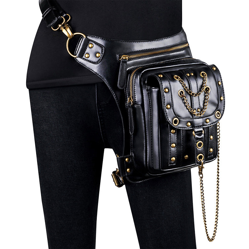 Steampunk Retro Single Shoulder Crossbody Motorcycle Waist Bag Cosplay Props
