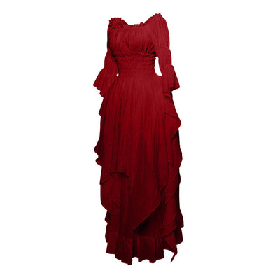 European Retro Gothic Style Lace Bell Sleeve Dress Cosplay Costumes
