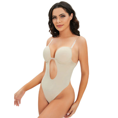 Backless Shapewear Tummy Control Low Back Plunge Shapewear Bodysuit Slimming Built-In Bra Full Body shaper Woman