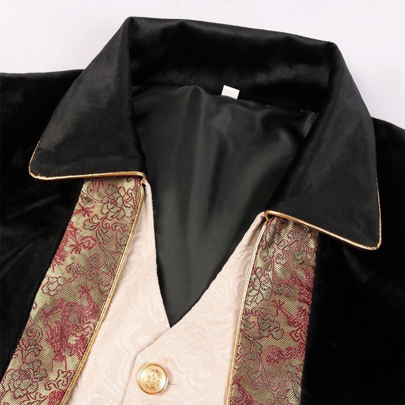 European Men's Steam Dovetail Medieval Jacket Gothic Victorian Frock Coat Cosplay Costumes